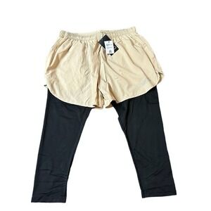 Rawgear NWT Large compression leggings with attached shorts black tan‎ workout